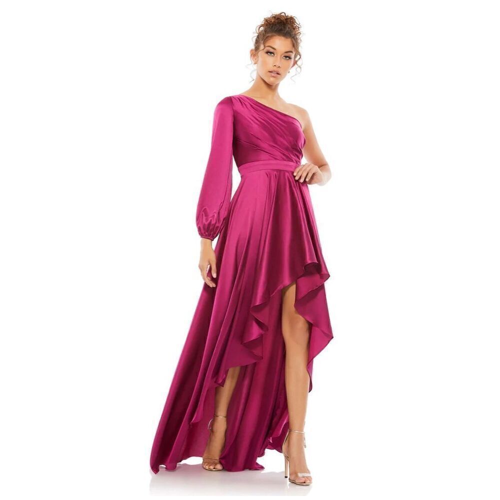 Mac Duggal one shoulder dress high low